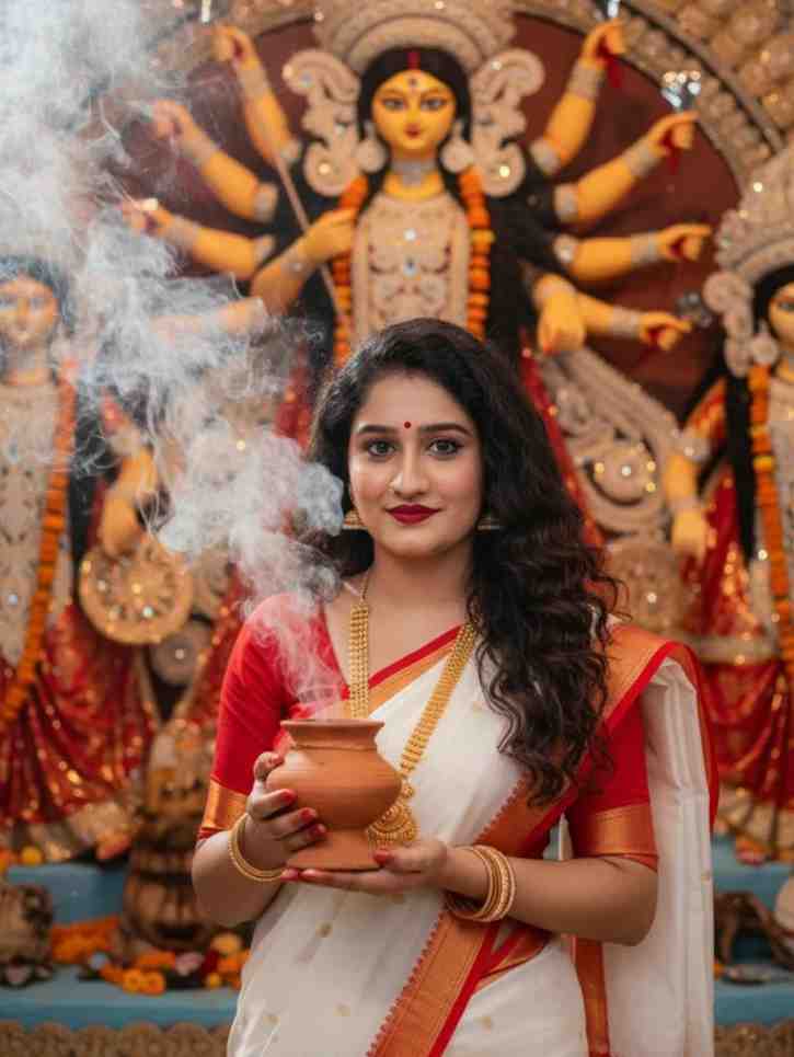 girls durga puja gemini photo editing prompt