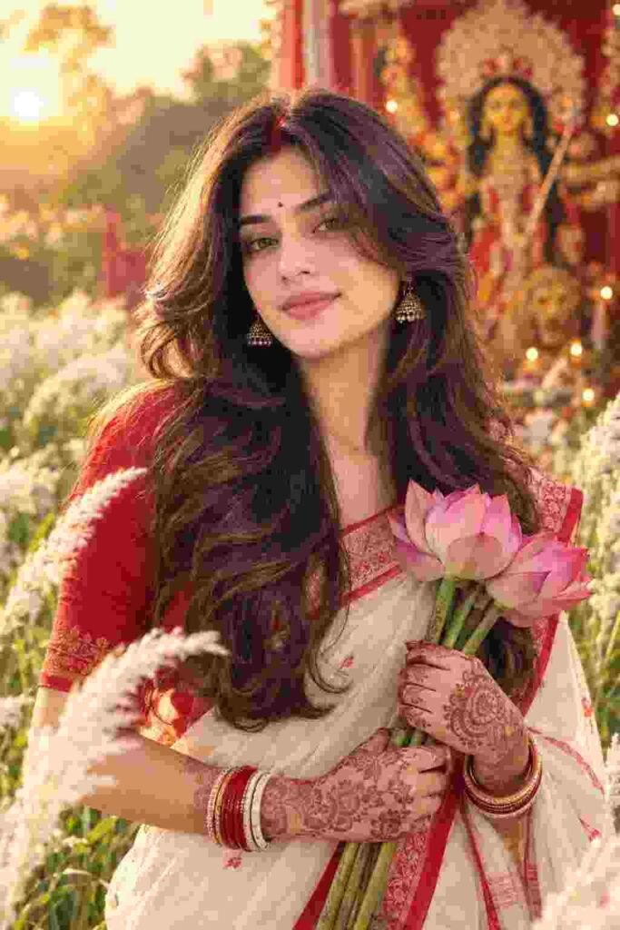 Durga Puja AI Photo Editing, Durga Puja Prompt for Girl